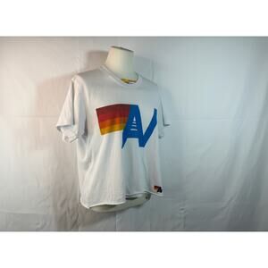 Aviator Nation White Retro Logo Crop Tee Size Small Raw Hem 70s Style California